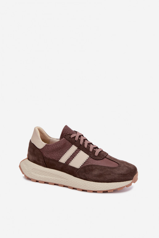 Sneakers in faux suede con piattaforma Zazoo N1291, cioccolato