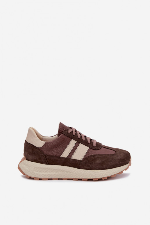 Sneakers in faux suede con piattaforma Zazoo N1291, cioccolato