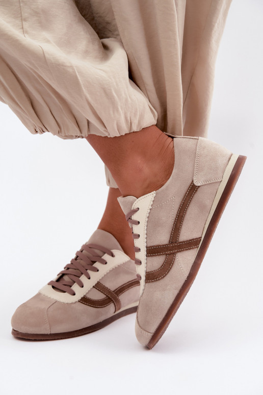 Sneakers in faux suede Zazoo N1402S2, sabbia