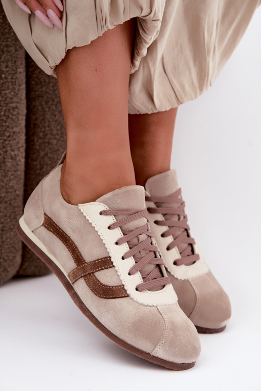 Sneakers in faux suede Zazoo N1402S2, sabbia
