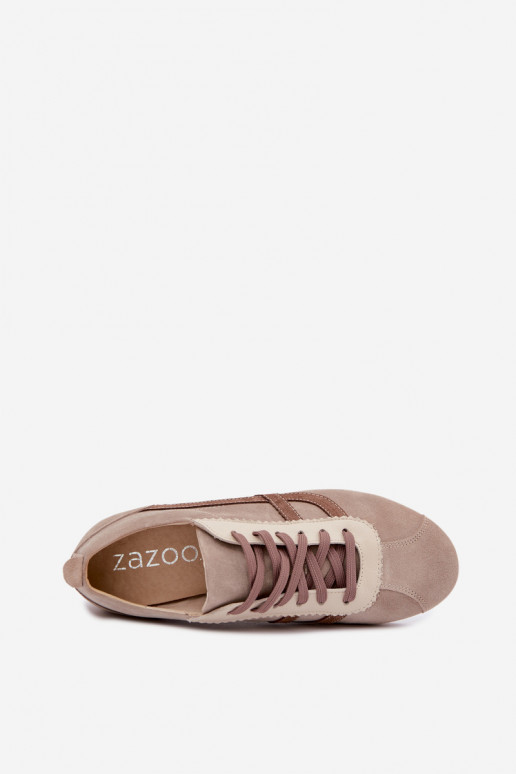 Sneakers in faux suede Zazoo N1402S2, sabbia