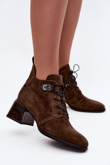 Stivaletti isolati da donna in faux suede Klocke, marrone Pirelia