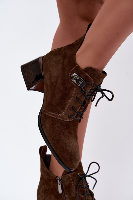 Stivaletti isolati da donna in faux suede Klocke, marrone Pirelia