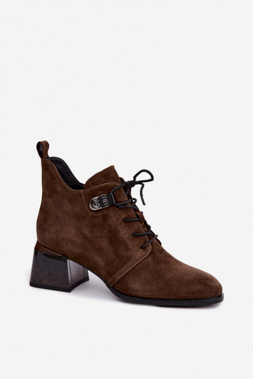 Stivaletti isolati da donna in faux suede Klocke, marrone Pirelia