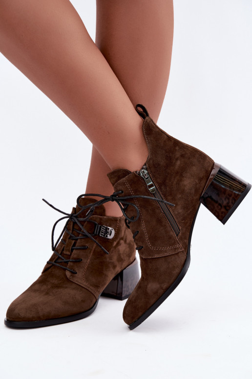 Stivaletti isolati da donna in faux suede Klocke, marrone Pirelia