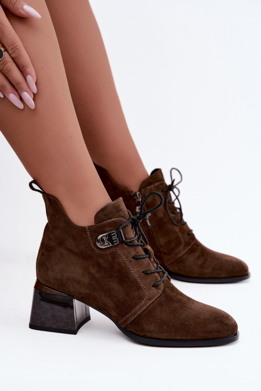 Stivaletti isolati da donna in faux suede Klocke, marrone Pirelia
