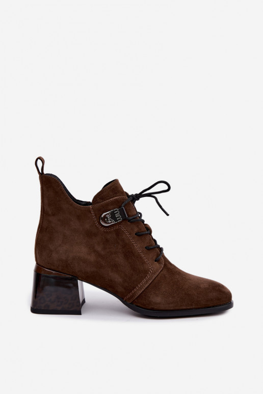 Stivaletti isolati da donna in faux suede Klocke, marrone Pirelia