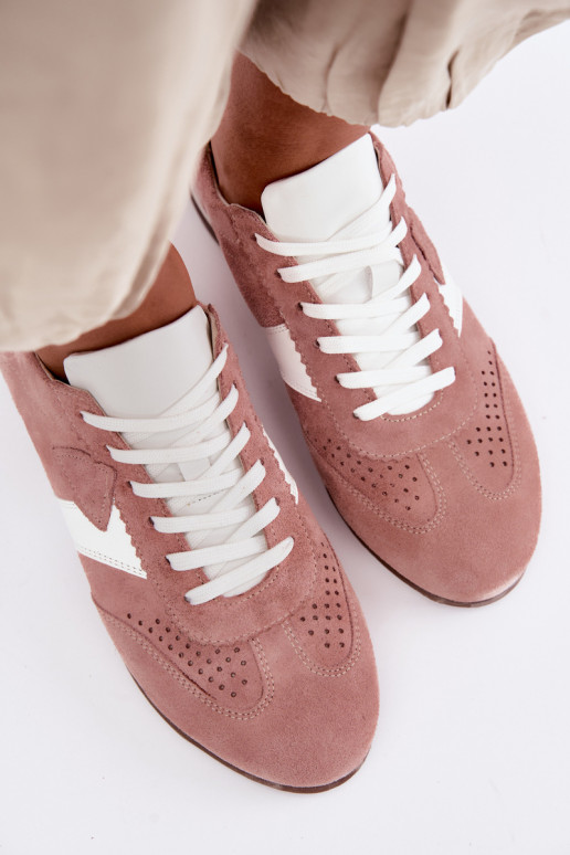 Sneakers in faux suede Zazoo N1412, rosa