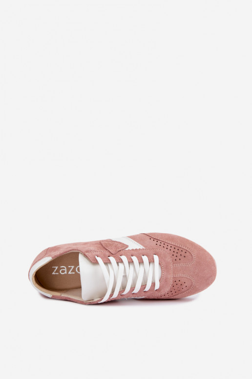 Sneakers in faux suede Zazoo N1412, rosa