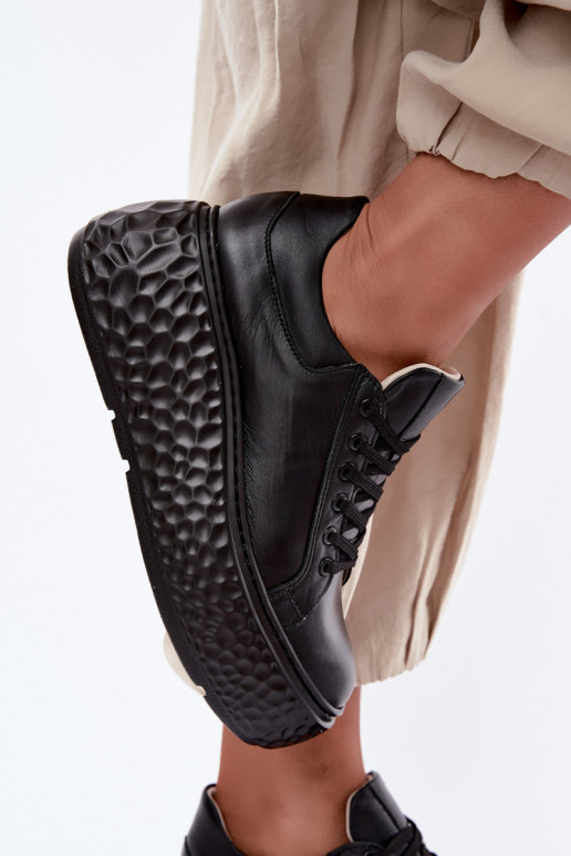 Sneakers in pelle con piattaforma Zazoo N1000S4, neri