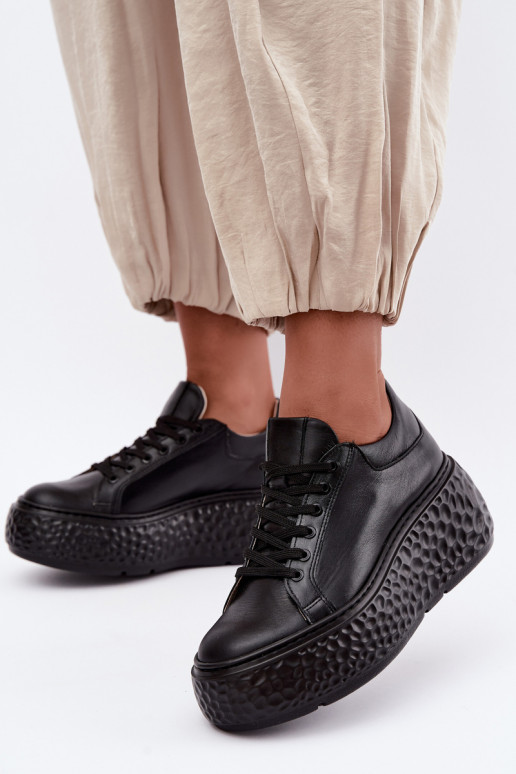 Sneakers in pelle con piattaforma Zazoo N1000S4, neri