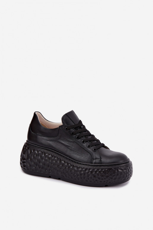 Sneakers in pelle con piattaforma Zazoo N1000S4, neri
