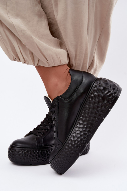 Sneakers in pelle con piattaforma Zazoo N1000S4, neri