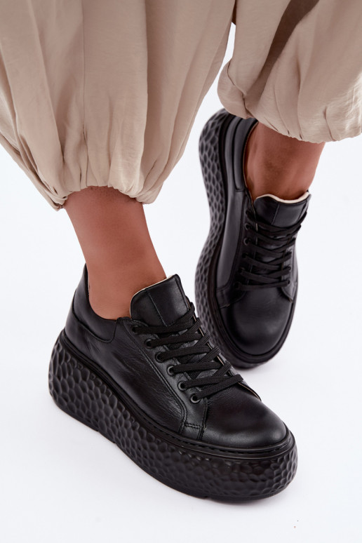Sneakers in pelle con piattaforma Zazoo N1000S4, neri