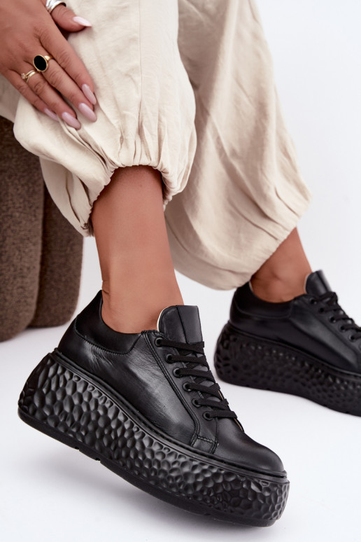 Sneakers in pelle con piattaforma Zazoo N1000S4, neri
