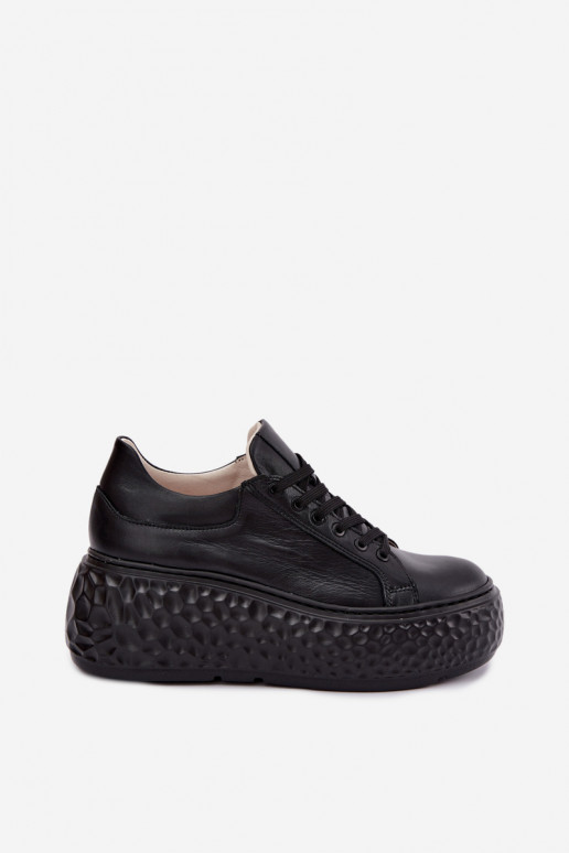 Sneakers in pelle con piattaforma Zazoo N1000S4, neri