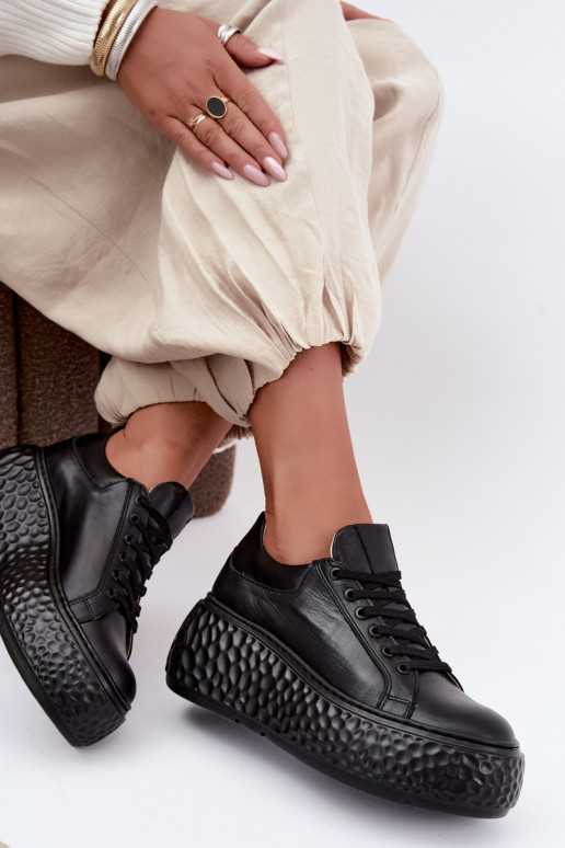 Sneakers in pelle con piattaforma Zazoo N1000S4, neri