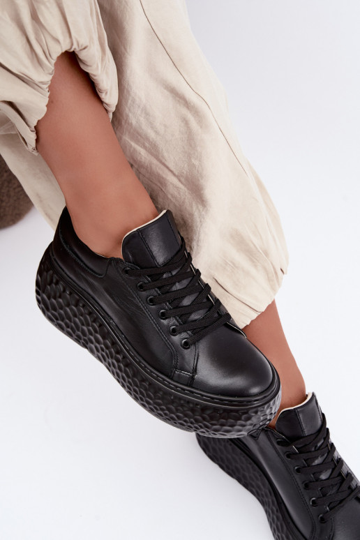 Sneakers in pelle con piattaforma Zazoo N1000S4, neri