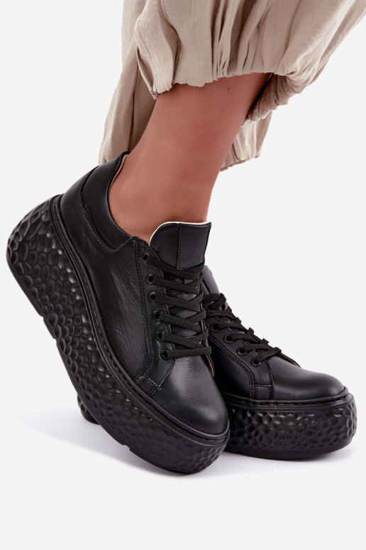 Sneakers in pelle con piattaforma Zazoo N1000S4, neri