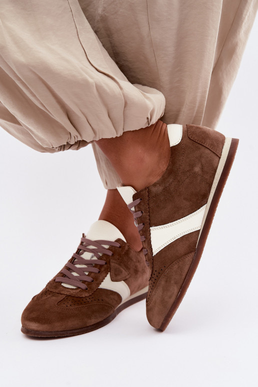 Sneakers in faux suede Zazoo N1412, marrone