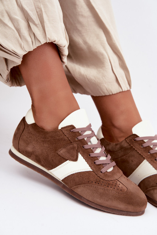 Sneakers in faux suede Zazoo N1412, marrone