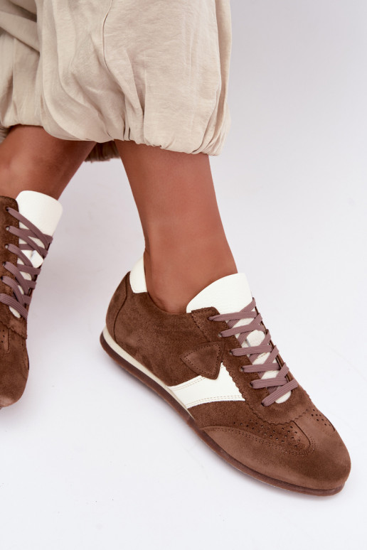Sneakers in faux suede Zazoo N1412, marrone