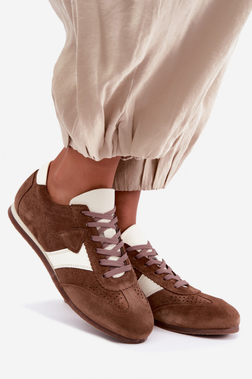 Sneakers in faux suede Zazoo N1412, marrone