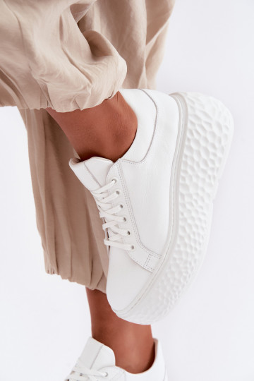 Sneakers in pelle con piattaforma Zazoo N1000S4, bianchi