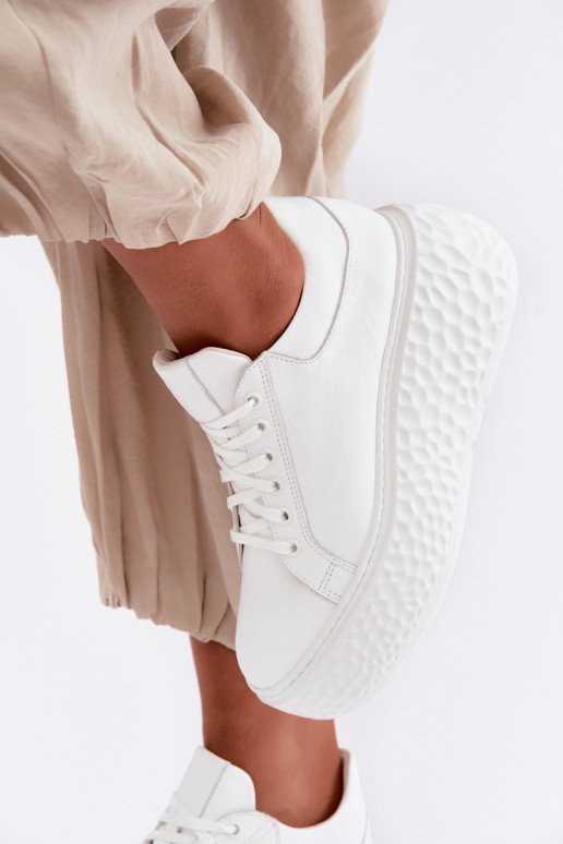 Sneakers in pelle con piattaforma Zazoo N1000S4, bianchi