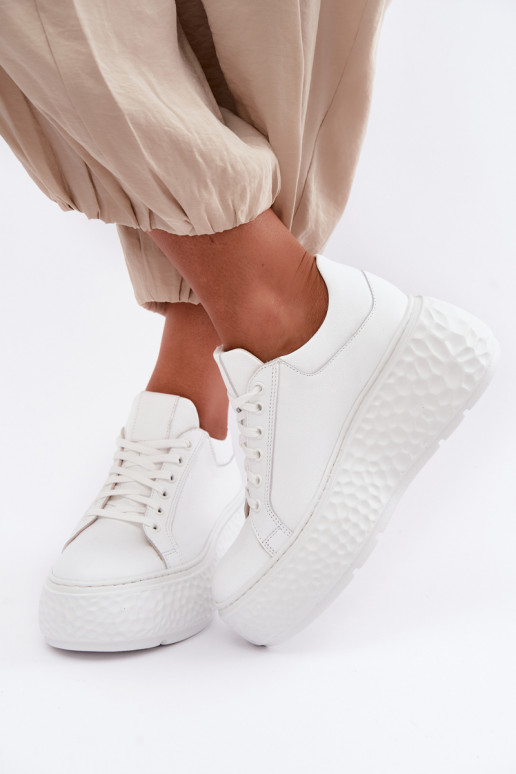 Sneakers in pelle con piattaforma Zazoo N1000S4, bianchi