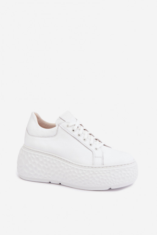 Sneakers in pelle con piattaforma Zazoo N1000S4, bianchi
