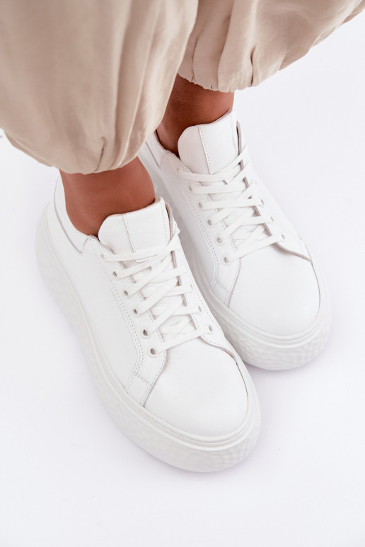 Sneakers in pelle con piattaforma Zazoo N1000S4, bianchi