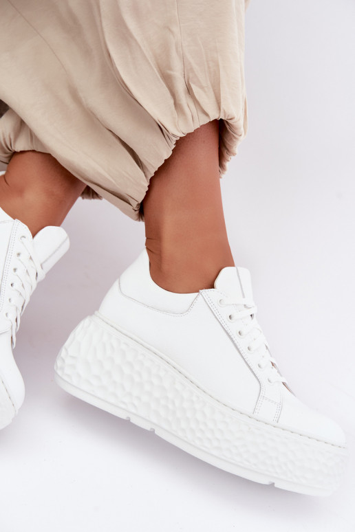 Sneakers in pelle con piattaforma Zazoo N1000S4, bianchi