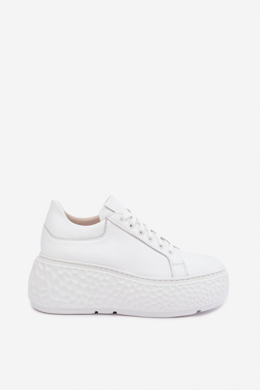 Sneakers in pelle con piattaforma Zazoo N1000S4, bianchi
