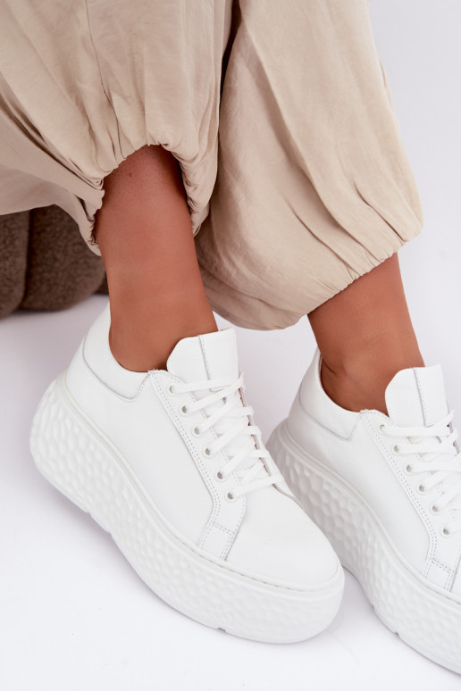 Sneakers in pelle con piattaforma Zazoo N1000S4, bianchi