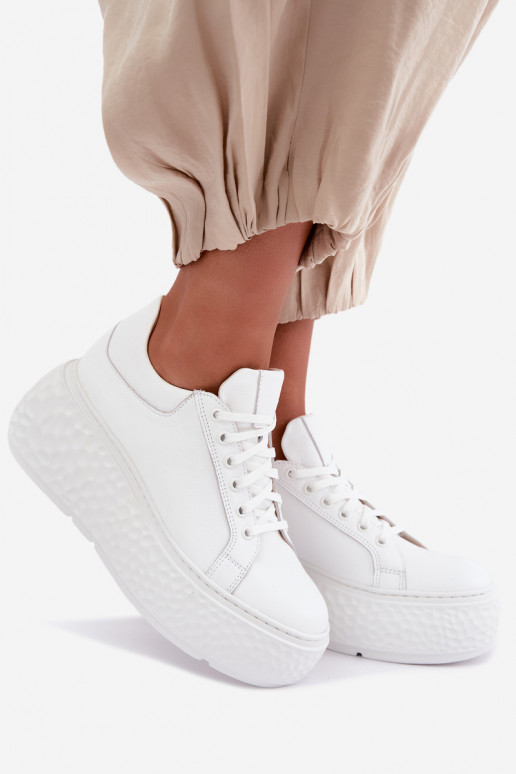 Sneakers in pelle con piattaforma Zazoo N1000S4, bianchi