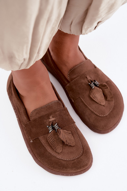 Mocassini in faux suede Barefoot Zazoo 10220, marrone