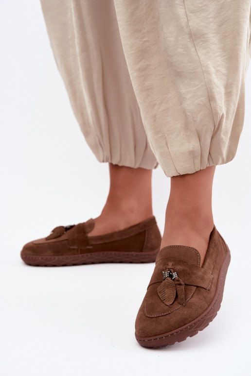 Mocassini in faux suede Barefoot Zazoo 10220, marrone