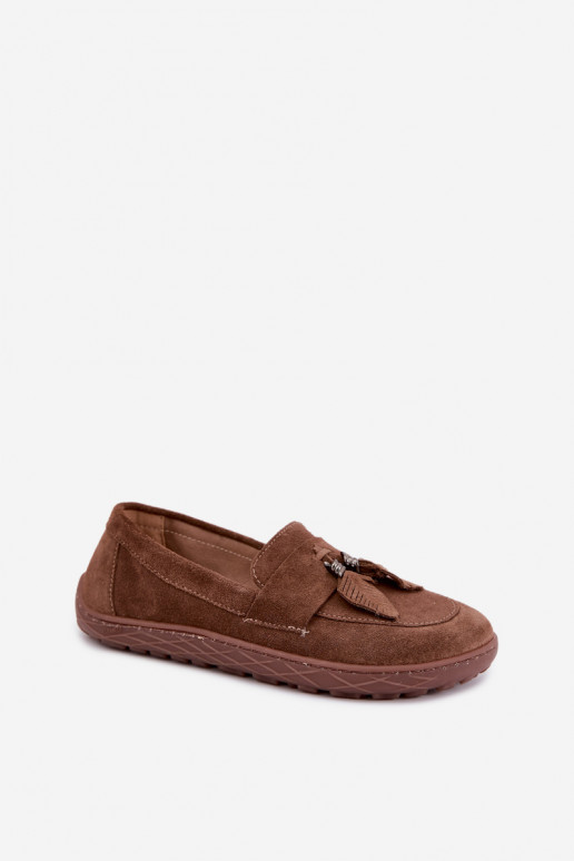 Mocassini in faux suede Barefoot Zazoo 10220, marrone