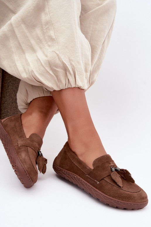 Mocassini in faux suede Barefoot Zazoo 10220, marrone
