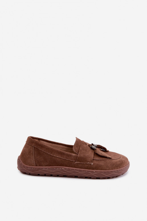 Mocassini in faux suede Barefoot Zazoo 10220, marrone