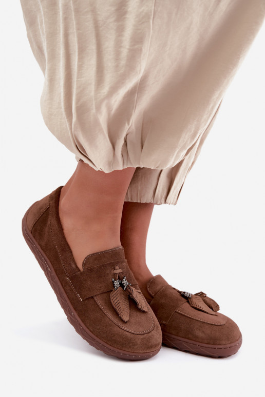 Mocassini in faux suede Barefoot Zazoo 10220, marrone