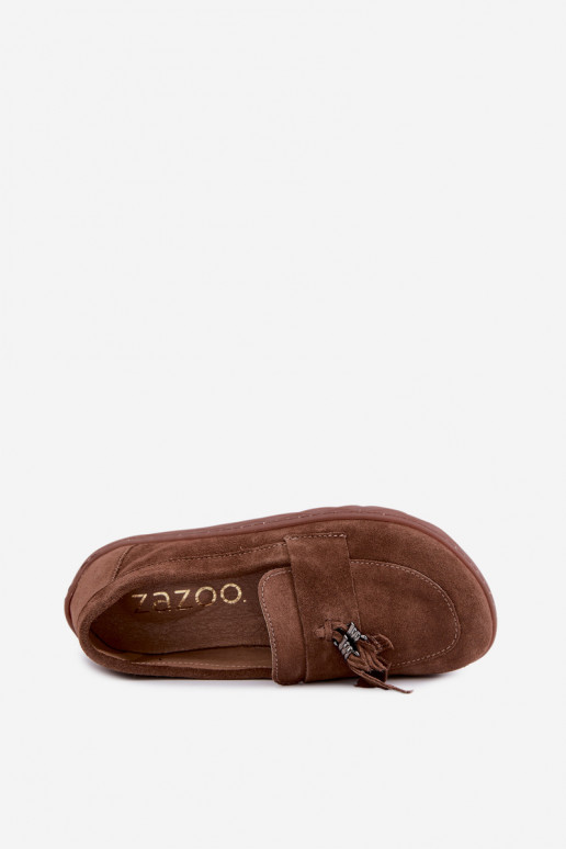 Mocassini in faux suede Barefoot Zazoo 10220, marrone