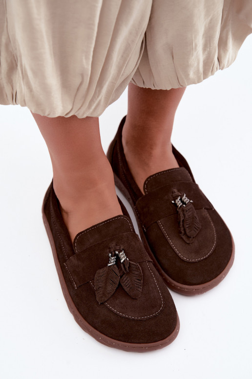 Mocassini in faux suede Barefoot Zazoo 10220, cioccolato