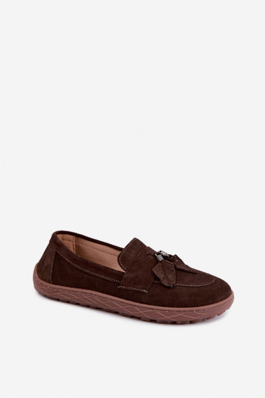 Mocassini in faux suede Barefoot Zazoo 10220, cioccolato
