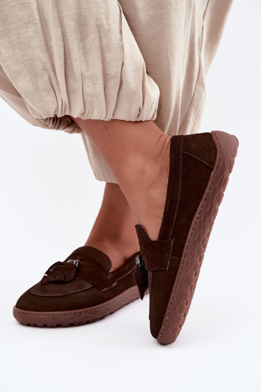 Mocassini in faux suede Barefoot Zazoo 10220, cioccolato