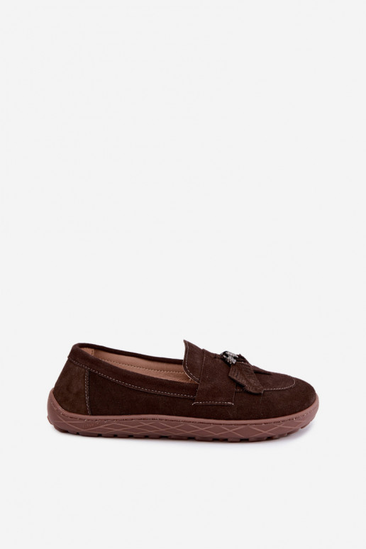 Mocassini in faux suede Barefoot Zazoo 10220, cioccolato