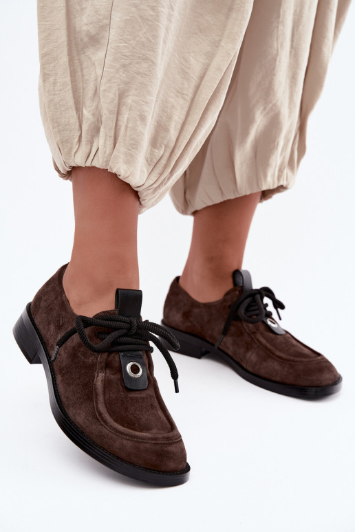 Scarpe da donna barefoot in suede sintetico D&A CR62-3460 color cioccolato