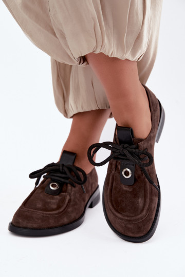 Scarpe da donna barefoot in suede sintetico D&A CR62-3460 color cioccolato 2