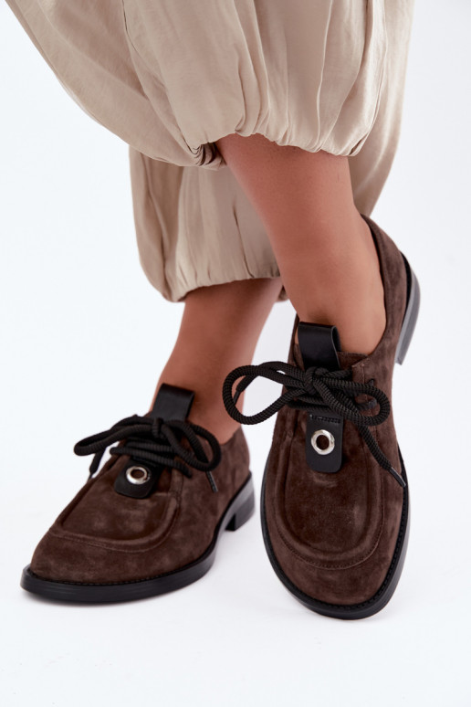 Scarpe da donna barefoot in suede sintetico D&A CR62-3460 color cioccolato